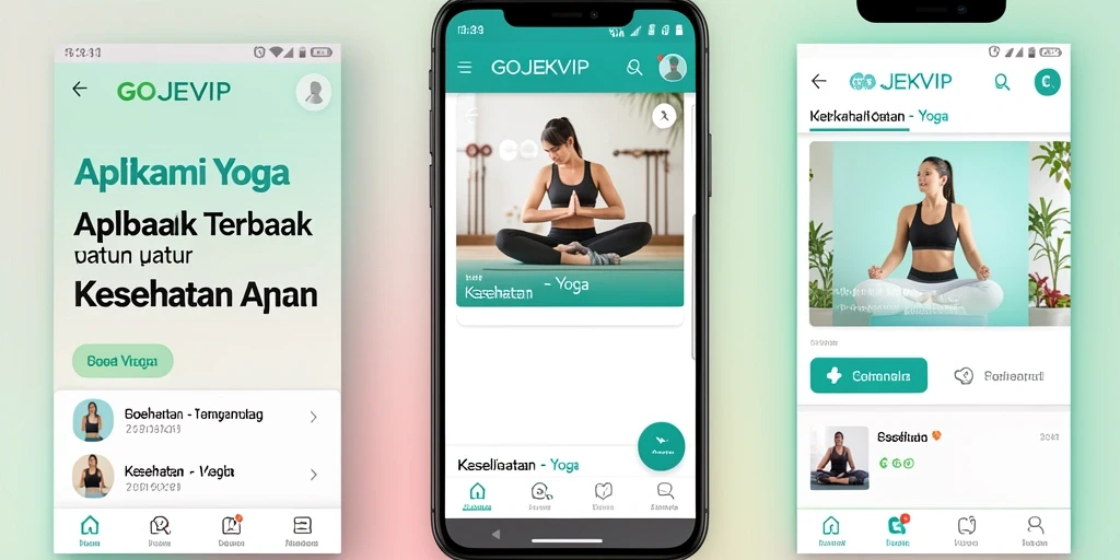 Antarmuka aplikasi GOJEKVIP dengan berbagai fitur Yoga.