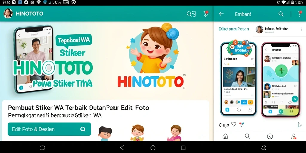 Tampilan antarmuka HINOTOTO untuk pembuatan stiker WA yang intuitif.
