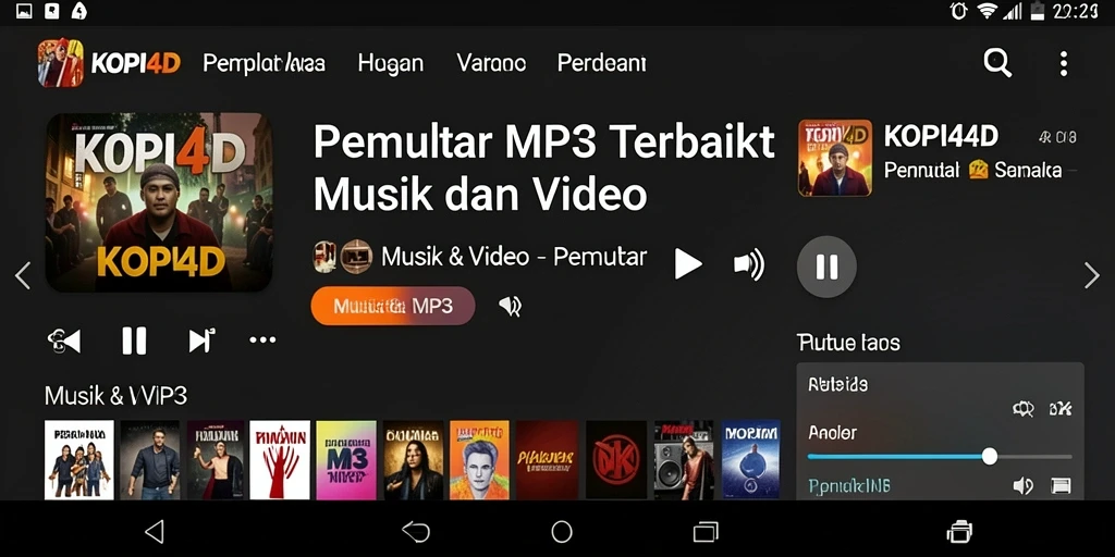 Tampilan antarmuka KOPI4D Pemutar MP3 yang menarik dan fungsional.