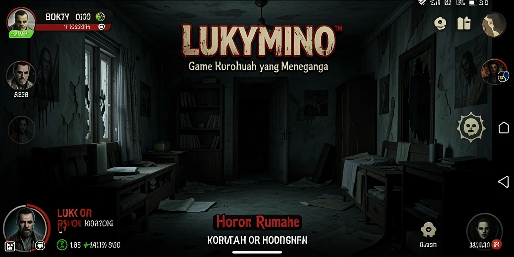 Tampilan antarmuka LUKYMINO yang menyeramkan dan menegangkan.