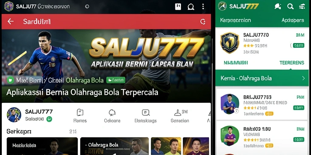 Antarmuka aplikasi SALJU777 yang menampilkan berita olahraga bola terbaru.