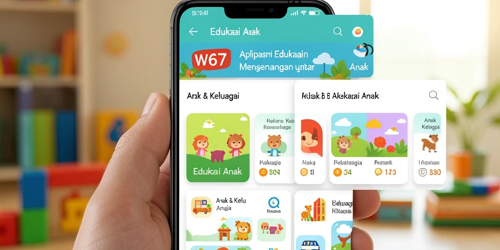 Antarmuka W67 yang ceria dan interaktif untuk belajar anak.