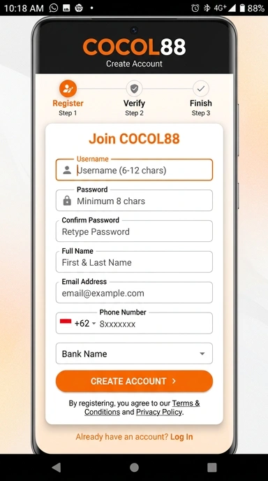 Cara Membuat Akun Baru cocol88 untuk Pengguna Android